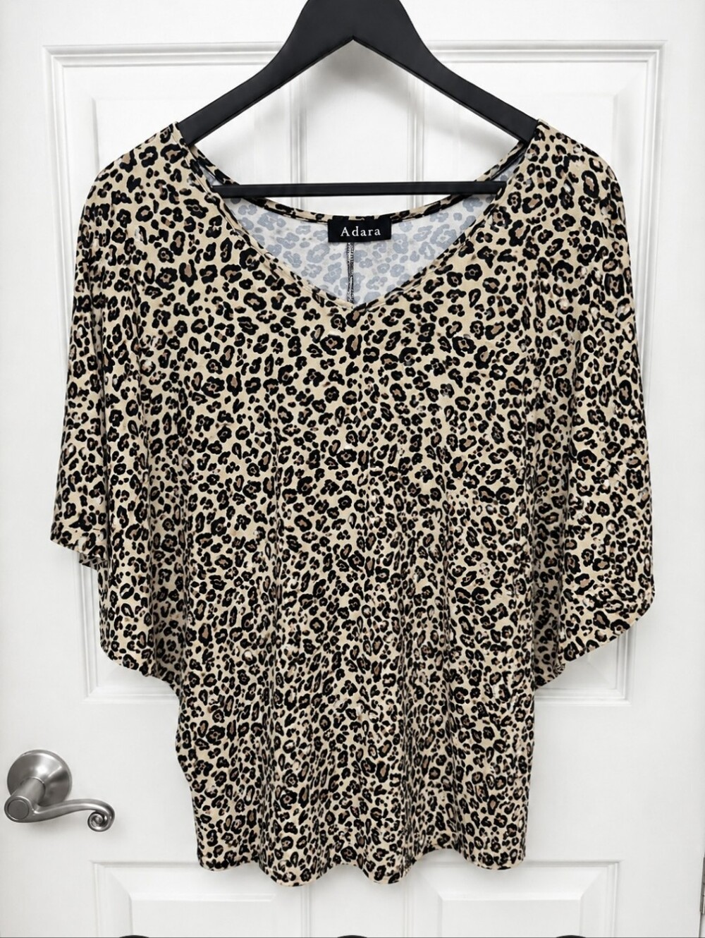 Adara Leopard Print Dolman Sleeve Pull Over Top See Meas.